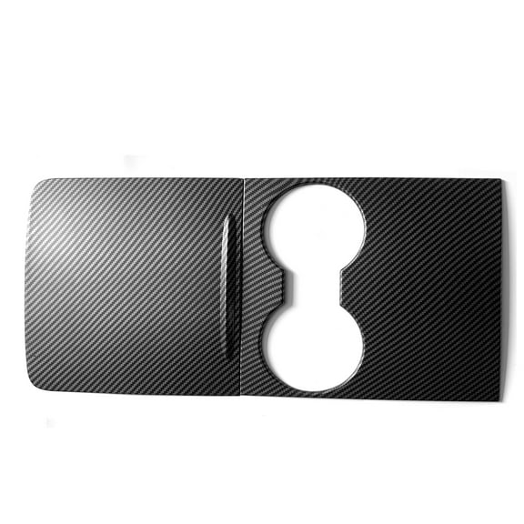 Ikon Motorsports Console Box Cover Compatible With 2021-2023 Tesla Model 3 & Y All Models, ABS Matte Black Carbon Fiber Print Front Center Console Storage Box Cover Trim 2PCS