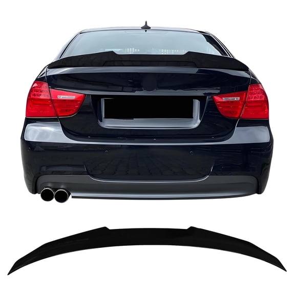 Ikon Motorsports Duckbill Highkick Rear Trunk Spoiler Wing Lip Exterior Auto Parts For 2006-2011 BMW E90 3-Series & M3 Sedan PSM Style Gloss Black ABS