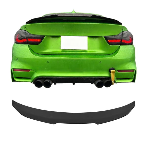 Ikon Motorsports Duckbill Highkick Rear Trunk Spoiler Wing Lip Exterior Auto Parts For 2014-2020 BMW F32 4-Series Coupe PSM Style Matte Black ABS