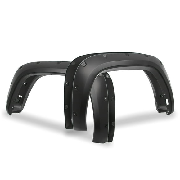 Ikon Motorsports Fender FlaresCompatible with2022-2025 Toyota Tundra Pocket Style PP Smooth BlackWheel Flare Cover Protector Set 4 Pcs Front & Rear