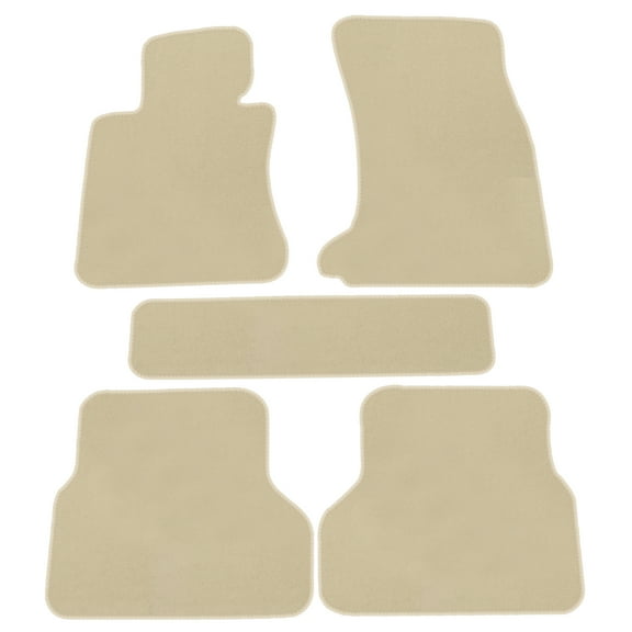 Ikon Motorsports Floor Mat Compatible With 2004-2009 BMW E60 Sedan 4-Door Factory Fitment Beige Nylon Front & Rear Car Floor Mats Liner Carpets Replacement 5PC