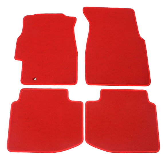 Ikon Motorsports Floor Mat Compatible With 1996-2000 Honda Civic, Factory Fitment Red Nylon Front & Rear Car Floor Mats Liner Carpets Replacement 4PC