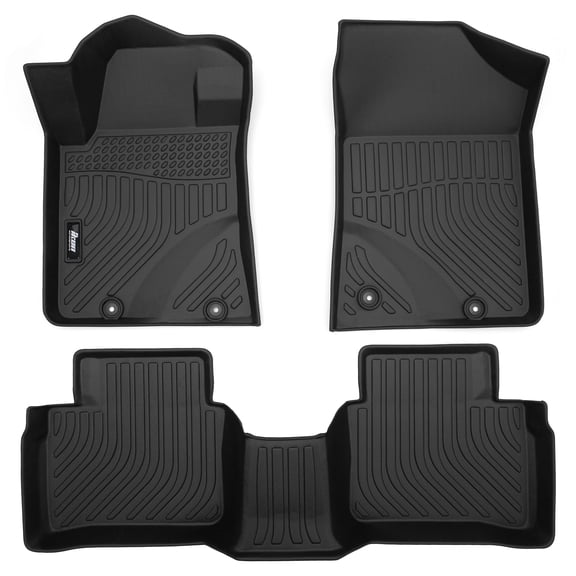 Ikon Motorsports Floor Mats Compatible With 2013-2018 Nissan Altima, 3D Molded Custom Carpets 1st 2nd Row Front Rear Protection 3PC Pad Black TPE Thermo Plastic Elastomer All Weather Liner Protector