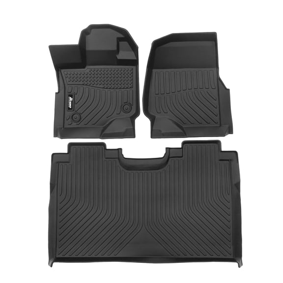 Ikon Motorsports Floor Mats Fits 2015-2026 Ford F-150 Crew Cab& 2022-2025 F-150 Lightning, Black 3D Molded Carpets Liner Front Rear Pad 3PC TPE All Weather Protector