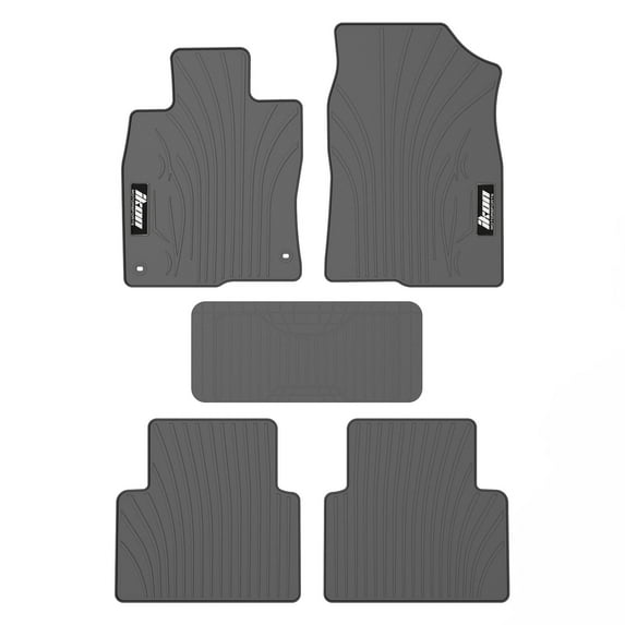 Ikon Motorsports Floor Mats Compatible With 2016-2021 Honda Civic 4-Door Sedan Hatchback, Latex Heavy Duty All Weather Season Car Auto Front Rear Carpets Liner 5PC Gray