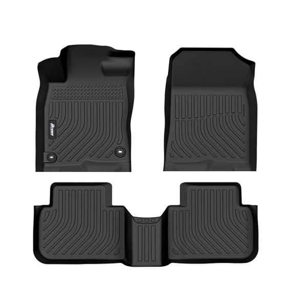Ikon Motorsports All Weather Liner Floor Mats for 2022-2025 Honda Civic/Acura Integra, 3D Molded Carpets 1st 2nd Row Front Rear Protection Pad, 3PC Set Black TPE