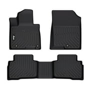 Ikon Motorsports Floor Mats Compatible With 2022-2025 Hyundai Tucson Hybrid, 3D Molded Custom Carpets 1st 2nd Row Front Rear Protection 3PC Pad Black TPE Thermo Plastic Elastomer All Weather Liner