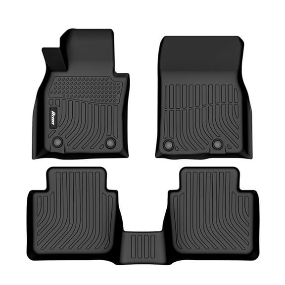 Ikon Motorsports Floor Mats Compatible With 2023-2025 Mazda CX-50, 3D Molded Custom Carpets 1st 2nd Row Front Rear Protection 3PC Pad Black TPE Thermo Plastic Elastomer All Weather Liner Protector