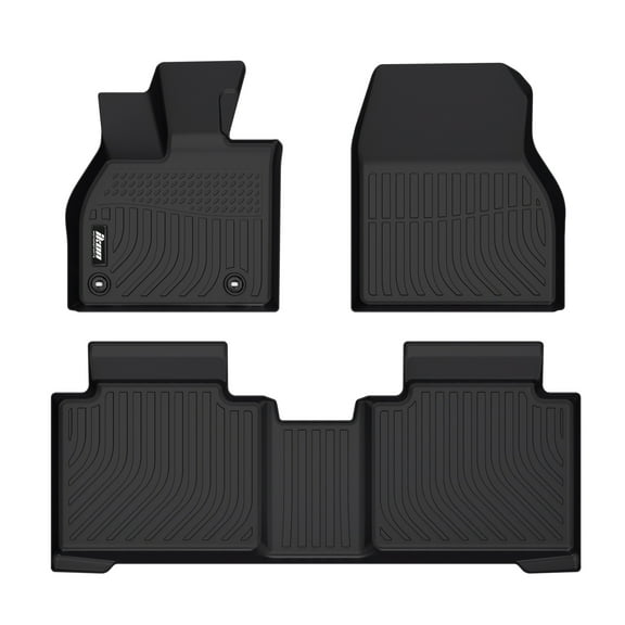 Ikon Motorsports Floor Mats Compatible With 2023-2024 Subaru Solterra, Black Car Auto TPE 3D Molded Carpets Liner Front Rear Row All Weather 3PC Set Protector