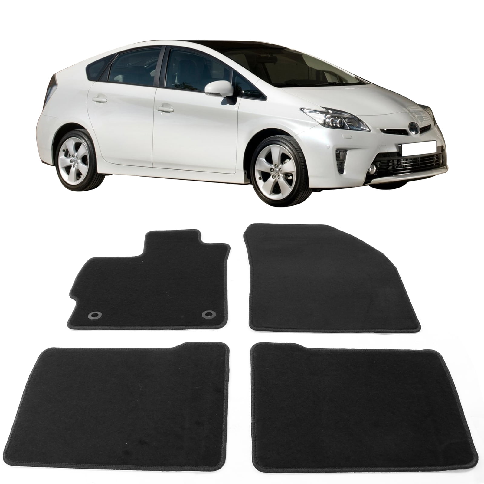 Ikon Motorsports Floor Mats Compatible With 20122015 Toyota Prius, Black Nylon Car Auto Front