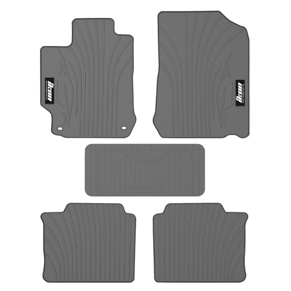 Ikon Motorsports Floor Mats Compatible With 2012-2017 Toyota Camry, Latex Heavy Duty All Weather Season Car Auto Front Rear Carpets Liner 5PC Gray
