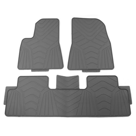 Ikon Motorsports Floor Mats Compatible With 2017-2023 Tesla Model 3, Gray Latex All Weather Car Auto Front Rear Carpets Liner 3PC Set Protector