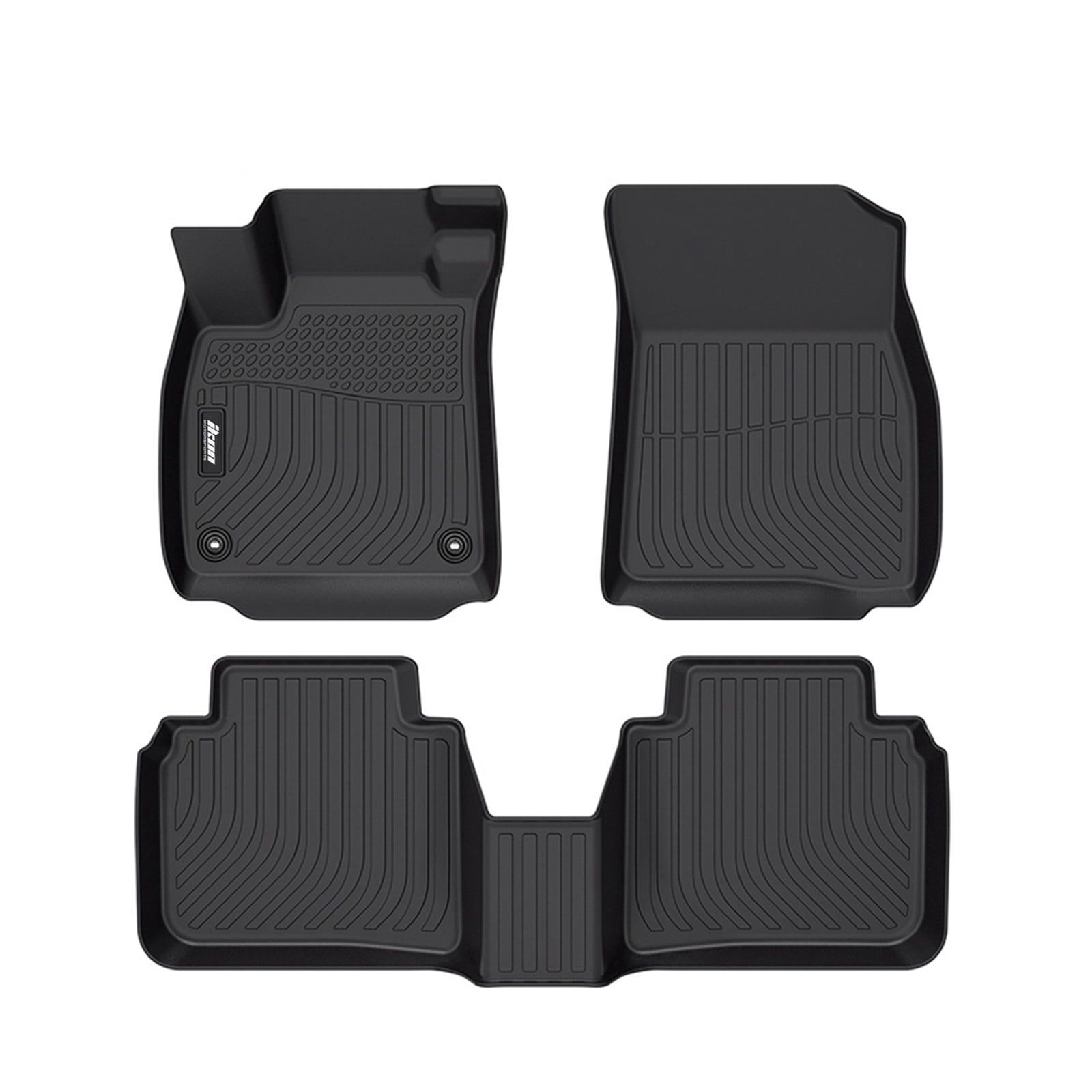 Black TPE Rubber 3-Piece Car Floor Mat Set for All-Weather Protection