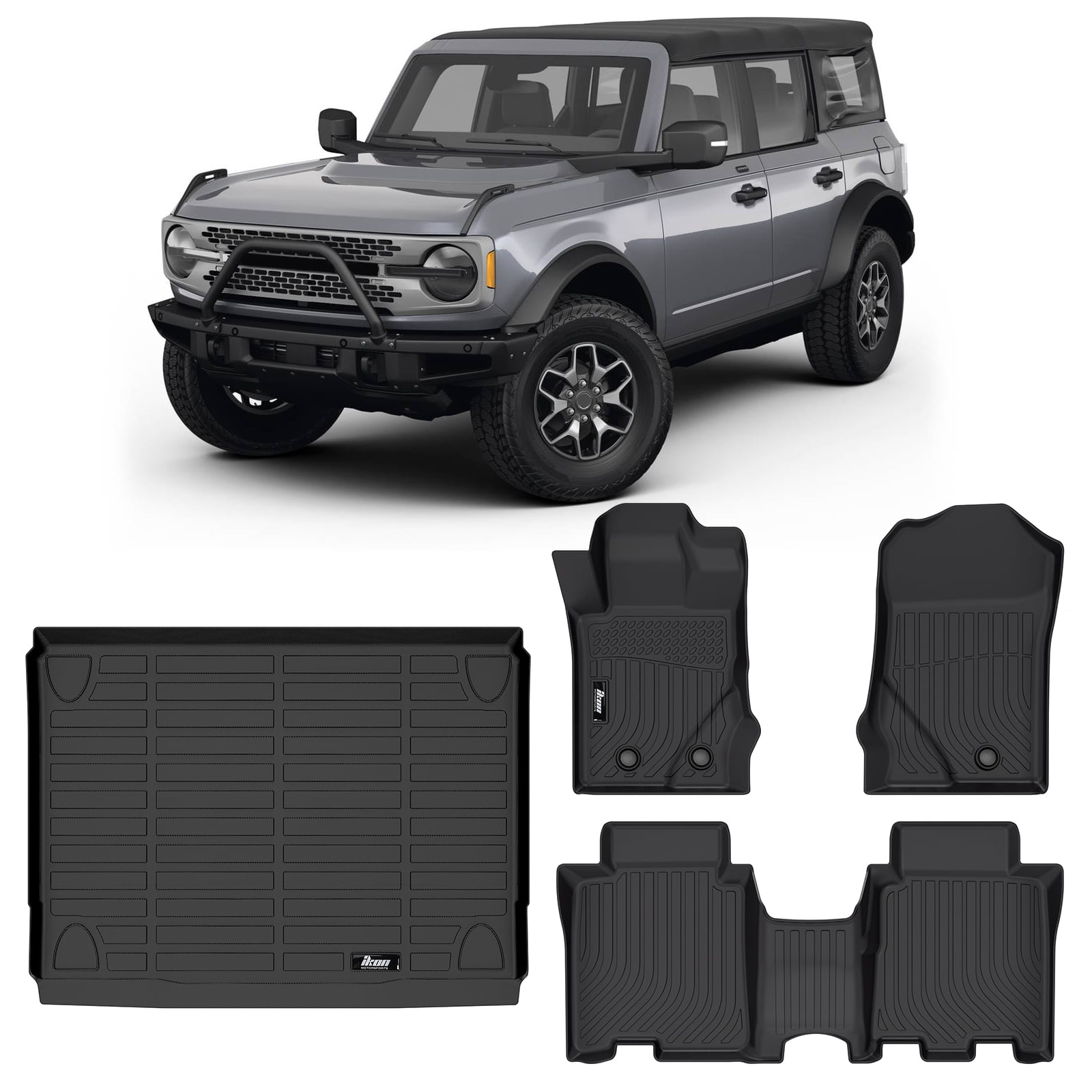 Ikon Motorsports Floor Mats + Trunk Mat Compatible With 20212023 Ford