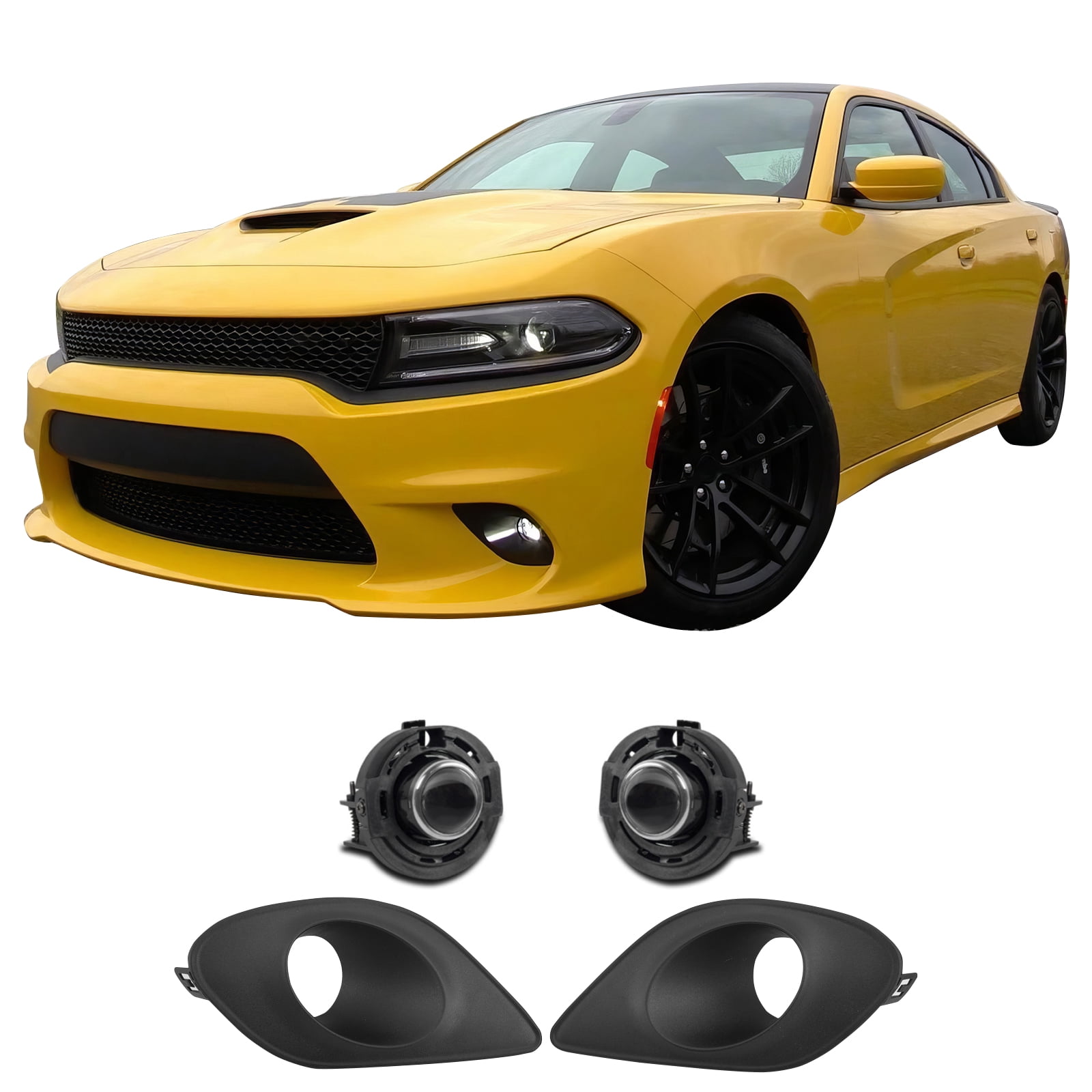 Ikon Motorsports Fog Lights, Compatible with 2015-2023 Dodge Charger,  Halogen White Lens Black Housing Front Bumper Driving Fog Lamp (with  Harness), Pair - Walmart.com