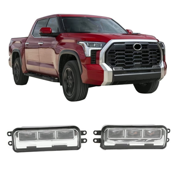 Ikon MotorsportsFog Lights, Compatible with2022-2026 Toyota Tundra/2024-2025 Tacoma/2023-2026 Sequoia,LED White Lens Black Housing Front Bumper Driving Fog Lamp Wiring Switch Kit, Pair