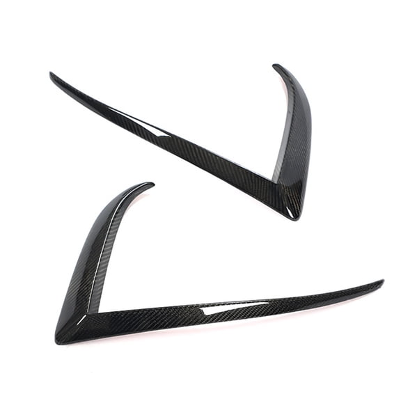Ikon Motorsports Front Bumper Canards Splitters Compatible With 2021-2025 Tesla Model S Gloss Black Revozport Style Carbon Fiber Air Dam Chin Bodykit Spoiler Splitter Valance Canards