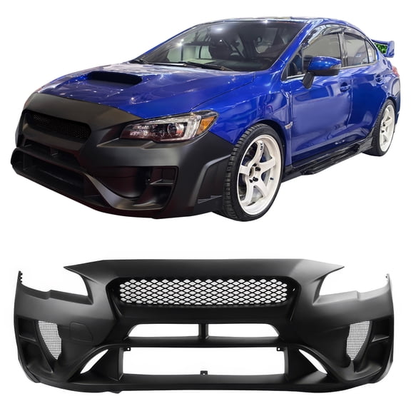 Ikon MotorsportsFront Bumper Cover, Compatible with2015-2021 Subaru WRX/WRX STI, Varis Style Unpainted Black PP Polypropylene Replacement Bumper Conversion Bodykit