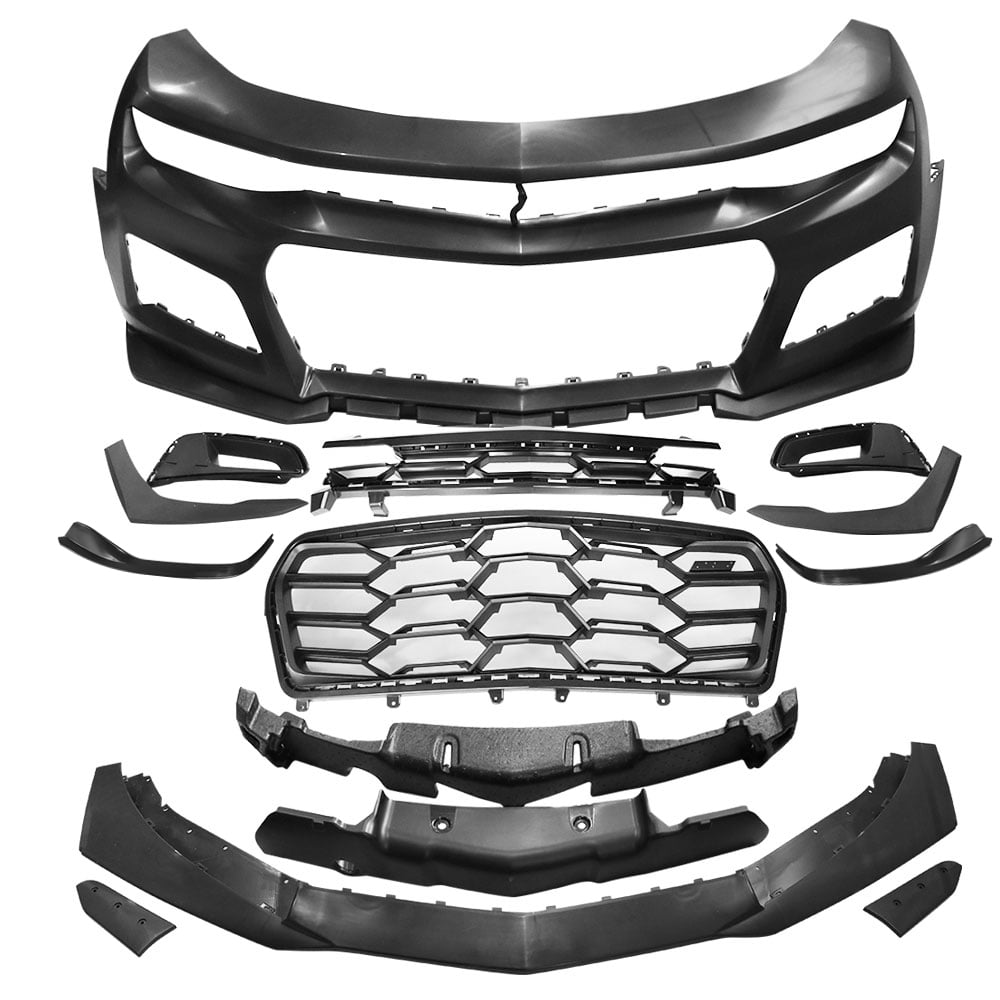 Ikon Motorsports Front Bumper Cover Compatible with 2019-2024 Chevy Camaro 1LE Style Front Bumper Conversion Guard Unpainted PP