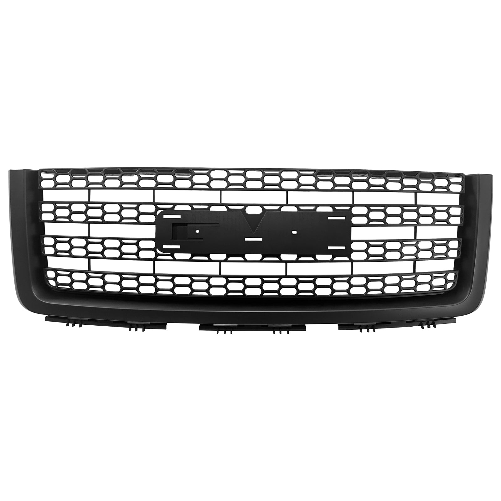 Ikon Motorsports Front Bumper Hood Upper Grille Grill Replacement For 2007-2013 GMC Sierra 1500, 11-13 HD Denali Style Matte Black ABS Plastic