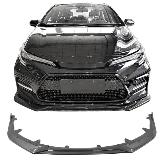Ikon Motorsports Front Bumper Lip Compatible With 2020-2024 Toyota Corolla SE XSE 4-Door Sedan Carbon Fiber Print 3PC PP Polypropylene IKON Style Front Lip Lower Chin Spoiler Splitter