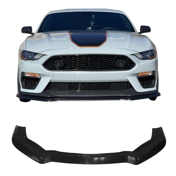 Ikon Motorsports Front Bumper Lip Compatible With 2021-2023 Ford Mustang Mach 1 Matte Black PP Polypropylene Handling Package Style Front Lip Spoiler Splitter
