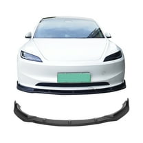 Ikon Motorsports Front Bumper Lip Compatible with 2024-2025 Tesla Model 3 IKON Style Matte Black Front Lower Air Dam Chin Spoiler Splitter Guard 3PCS - Injection PP