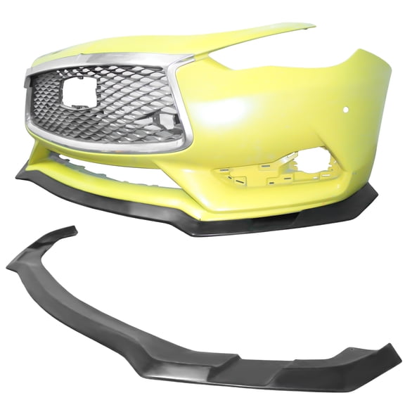 Ikon Motorsports Front Bumper Lip Compatible With 2017-2022 Infiniti Q60, IKFM Style PU Add On Air Dam Front Chin Spoiler Lower Valance Splitter