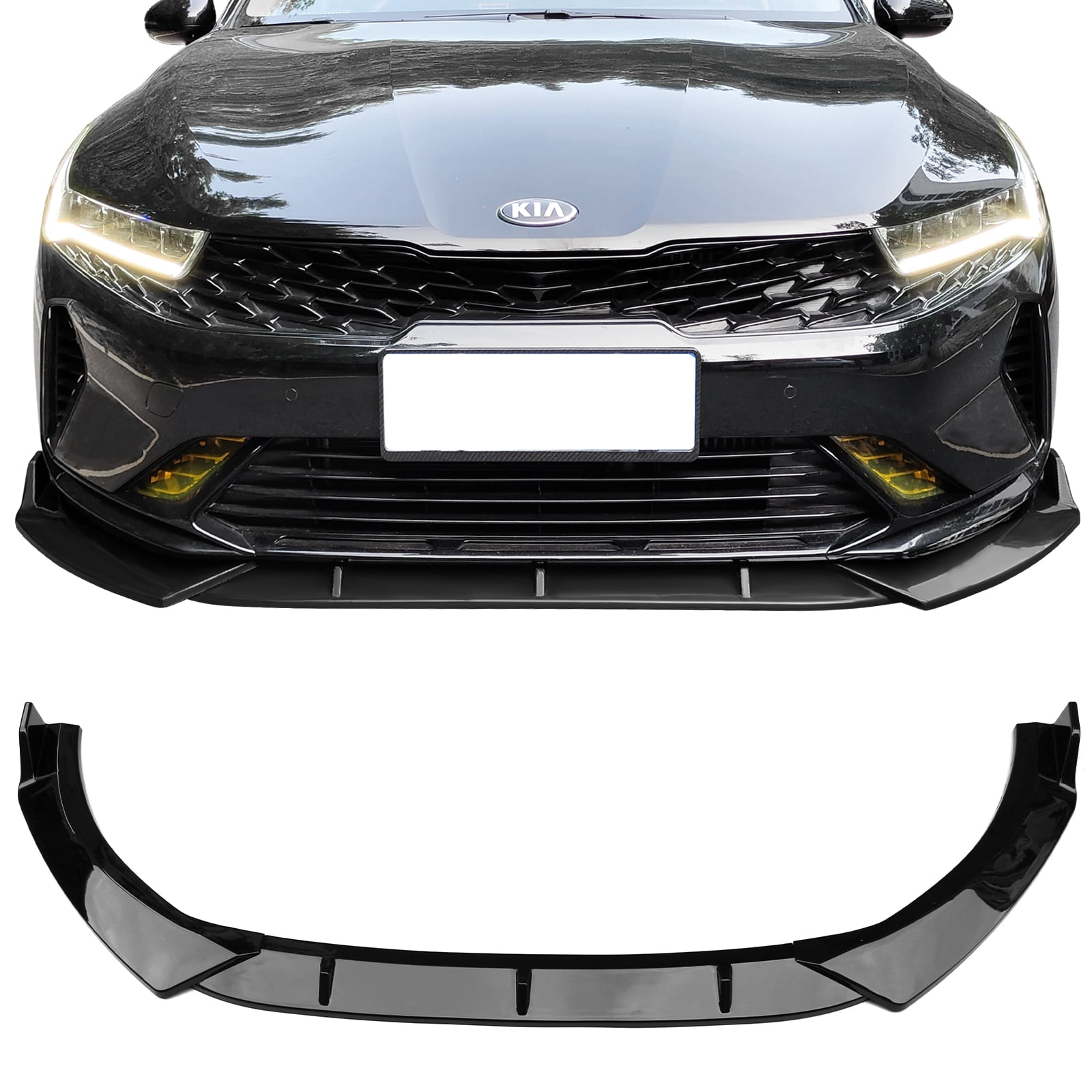 Ikon Motorsports Front Bumper Lip Compatible With 2021-2023 Kia K5 Gloss  Black 3PC PP Polypropylene Front Lip Lower Chin Spoiler Splitter