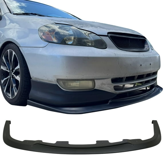 Ikon Motorsports Front Bumper Lip Compatible with 2004-2008 Toyota Corolla S Unpainted PP Air Dam Chin Spoiler Lower Guard Splitter