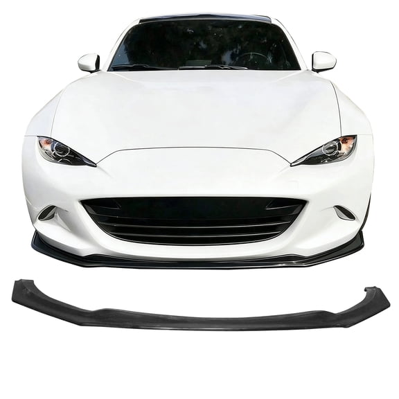 Ikon Motorsports Front Bumper Lip, Compatible with2016-2025 Mazda MX-5 and MX-5 Miata, IKON V4 Style Unpainted Black PU Poly Urethane Air Dam Chin Spoiler Protector Splitter 1PC