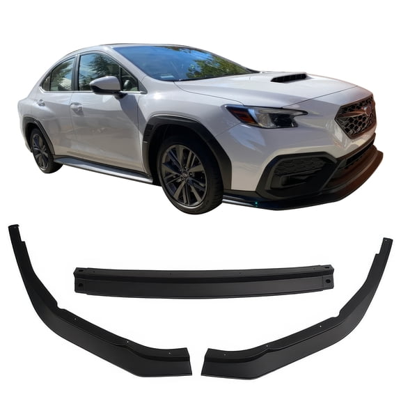 Ikon Motorsports Front Bumper Lip Compatible with 2022-2026 Subaru WRX IKON Style Matte Black PP Air Dam Chin Spoiler Protector Splitter 3PCS