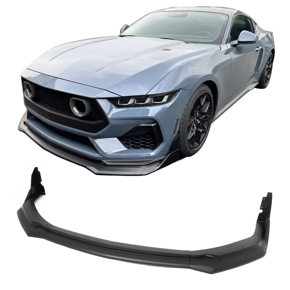 Ikon Motorsports Front Bumper Lip, Compatible with 2024-2026 Ford Mustang, IKON Style ABS Plastic Matte Black Air Dam Chin Spoiler Protector Splitter 5PC