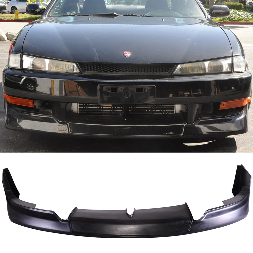 Ikon Motorsports Front Bumper Lip Compatible with 97-98 Nissan 240SX Unpainted Black PU
