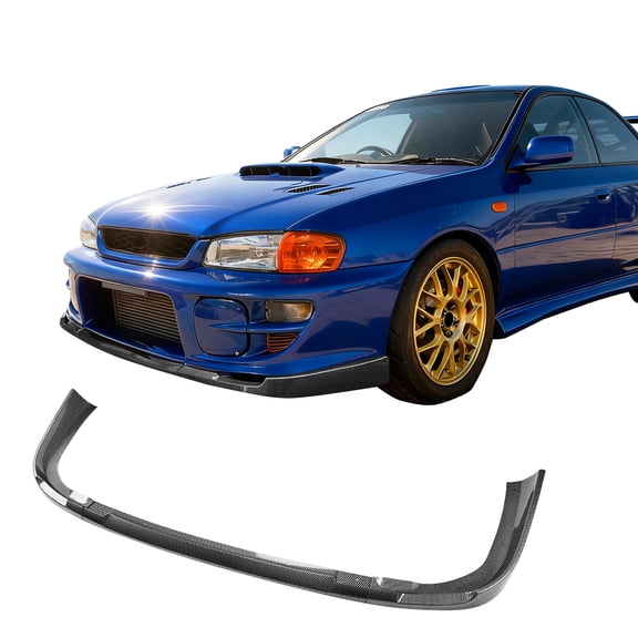 Ikon Motorsports Front Bumper Lip Fits 1997-2001 Subaru Impreza STI Style Carbon Fiber Print PP Add on Air Dam Chin Spoiler Protector Splitter 3PCS