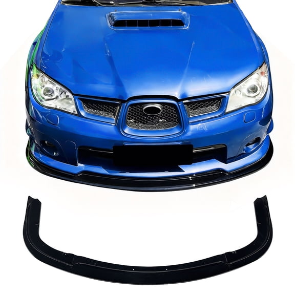 Ikon Motorsports Front Bumper Lip Fits 2006-2007 Subaru Impreza WRX STI Style Gloss Black PP Add on Air Dam Chin Spoiler Protector Splitter 3PCS