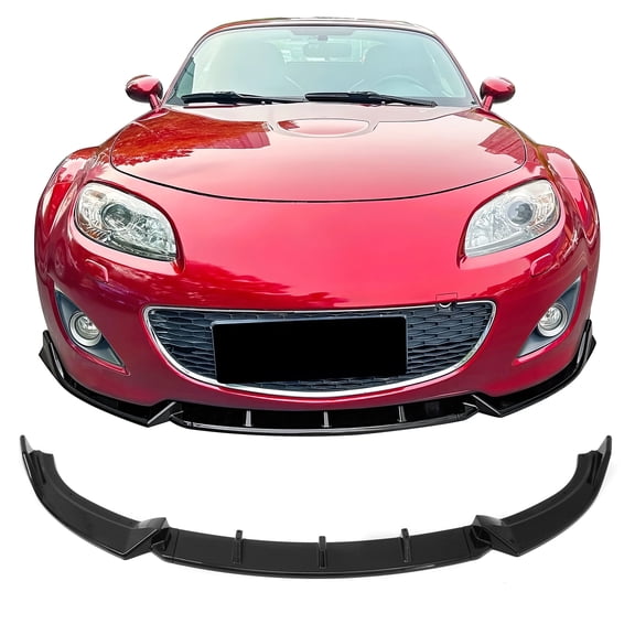 Ikon MotorsportsFront Bumper Lip Fits2009-2012 Mazda MX-5 Miata, Gloss Black ABS IKON StyleAir Dam Chin Spoiler Protector 3PCS