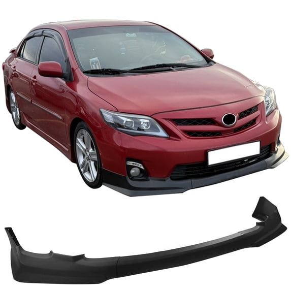 Ikon Motorsports Front Bumper Lip Fits 2011-2013 Toyota Corolla T Style Matte Black PP Front Chin Spoiler Splitter 3PCS