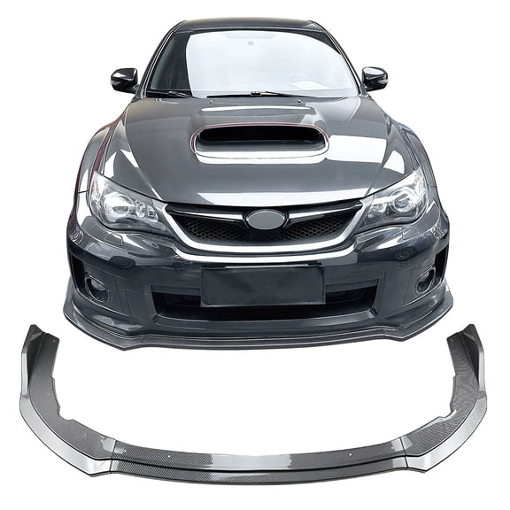 Ikon Motorsports Front Bumper Lip Fits 2011-2014 Subaru Impreza WRX STI IKON Carbon Fiber Print PP Add on Air Dam Chin Spoiler Protector Splitter 3PCS
