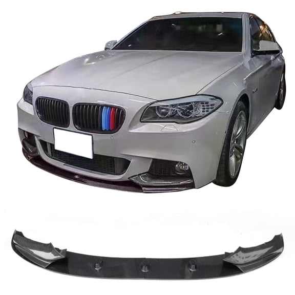 Ikon Motorsports Front Bumper Lip Fits2011-2016 BMW F10 5 Series Sedan M Sport Bumper MP Style Carbon Fiber Print ABS Front Chin Spoiler Splitter 4PC