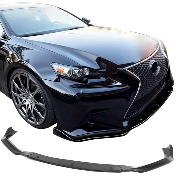 Ikon MotorsportsFront Bumper Lip Fits 2014-2016 Lexus IS F Sport Sedan, Gloss Black PP IKON 2 Style Lower Spoiler 3PCS