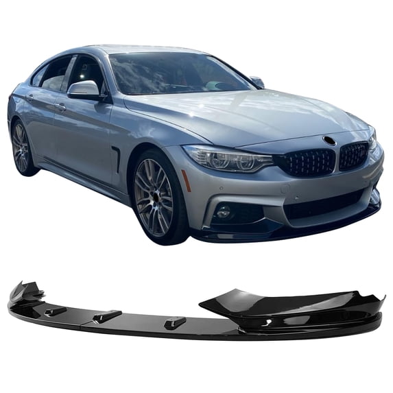 Ikon Motorsports Front Bumper Lip Fits 2014-2020 BMW F32 F33 4-Series 2DR & F36 Gran Coupe MP Style Gloss Black ABS Front Chin Spoiler Splitter 4PCS