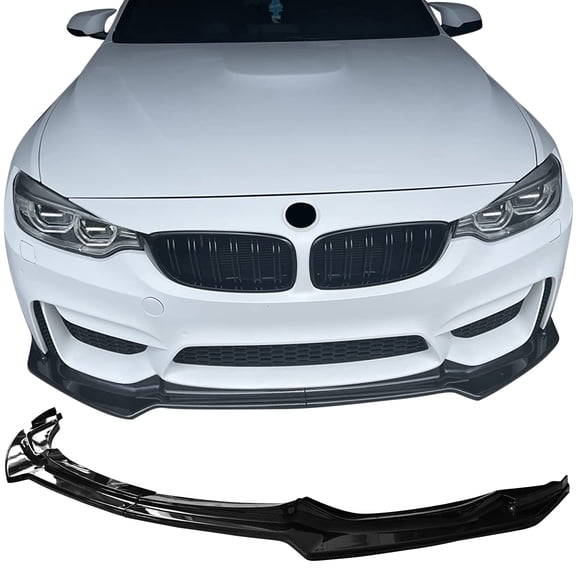 Ikon Motorsports Front Bumper Lip Fits2015-2020 BMW F80 M3 F83 F82 M4 CS Style Carbon Fiber Print ABS Plastic Front Chin Spoiler Splitter 2PCS