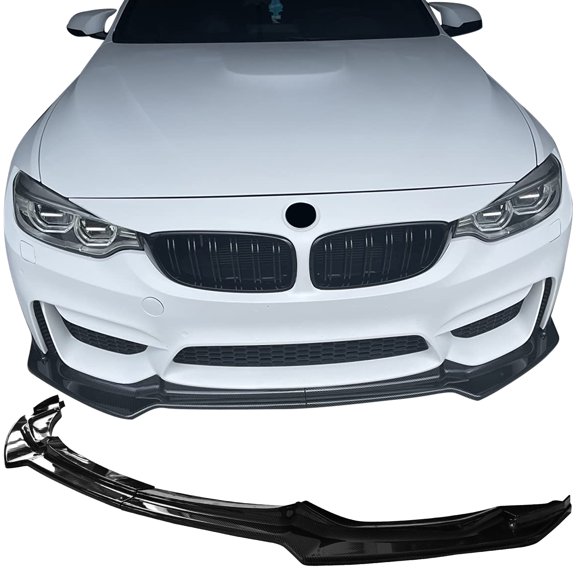 Ikon Motorsports Front Bumper Lip Fits2015-2020 BMW F80 M3 F83 F82 M4 CS Style Carbon Fiber Print ABS Plastic Front Chin Spoiler Splitter 2PCS
