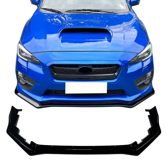 Ikon Motorsports Front Bumper Lip Fits 2015-2021 Subaru WRX STI CS2 Style Gloss Black PP Add on Air Dam Chin Spoiler Protector Splitter 3PCS