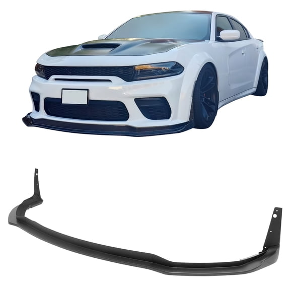 Ikon Motorsports Front Bumper Lip Fits 2020-2023 Dodge Charger Widebody IKON Style Matte Black ABS Air Dam Chin Spoiler Protector Splitter 7PCS