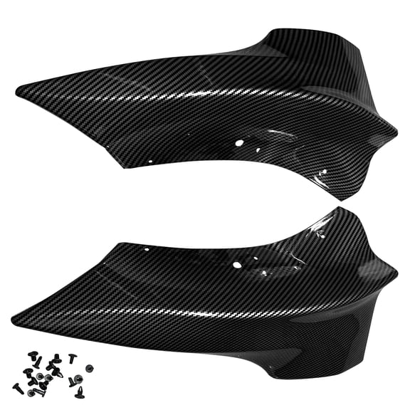 Ikon Motorsports Front Bumper Lip Splitter Winglets Compatible With 2017-2023 Tesla Model 3, 2PCS Front Bumper Lip Bodykit Splitter Canard Protector PP Gloss Black Carbon Fiber Print