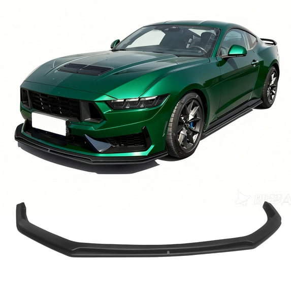 Ikon Motorsports Front Bumper Lip Spoiler Lower Air Dam Chin Splitter Added on Body Kits Compatible With 2024-2026 Ford Mustang Dark Horse W/O Handling Package Valance ABS IKON Style Matte Black