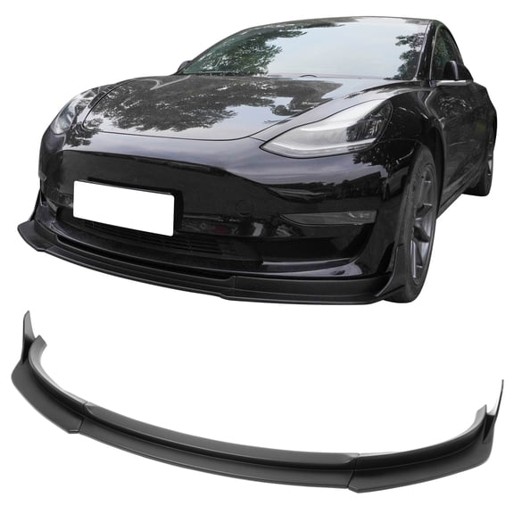 Ikon Motorsports Front Bumper Splitter w/ NEO Strut Rods Compatible with 2024-2026 Ford Mustang Ecoboost& GT, IKON Style Matte Black ABS