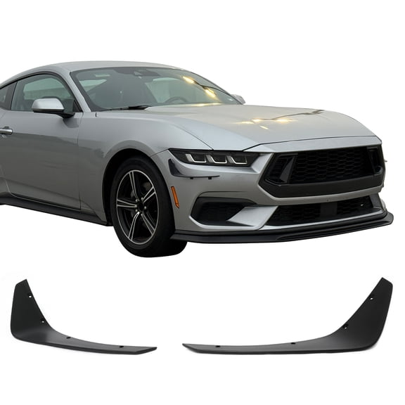 Ikon Motorsports Front Canards Fits 2024-2026 Ford Mustang Ecoboost, IKON Style Matte Black PP, Front Bumper Side Canards Dive Planes Fin 2PCS